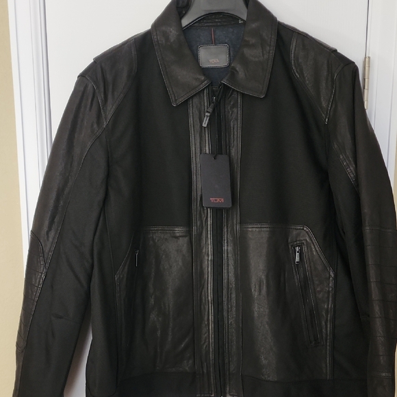 Tumi Leather and Balistic Nylon Motorcycle Style Jacket - New - Picture 1 of 11